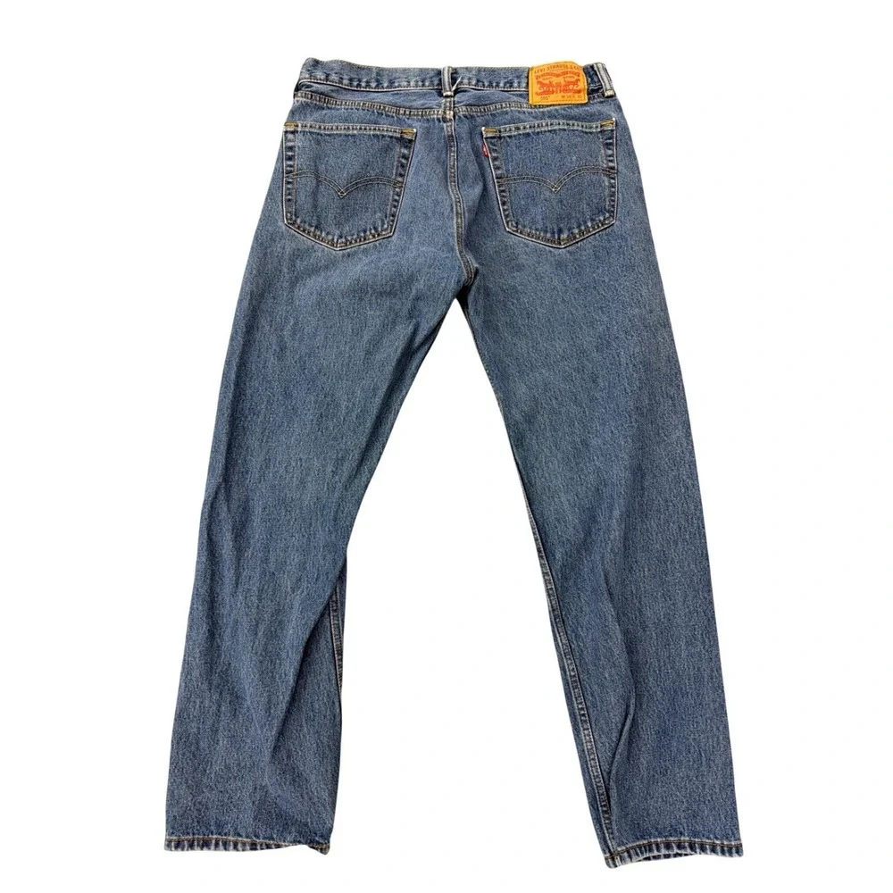 Levis 505 Regular Fit Straight Leg Blue Denim Jeans Mens 36x32 Medium Wash‎